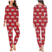 Thumbnail for Airbus A321LR - Women Pajamas - Cartoon Pattern - Red