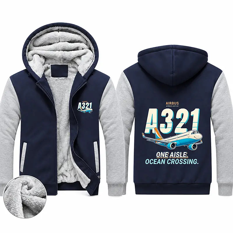 Airbus A321LR Zipped Sweatshirts - Cartoon - Navy & Gray