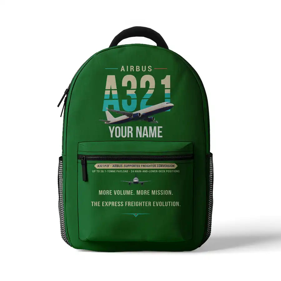 Airbus A321P2F - 3D Backpack - Original + Name - Green