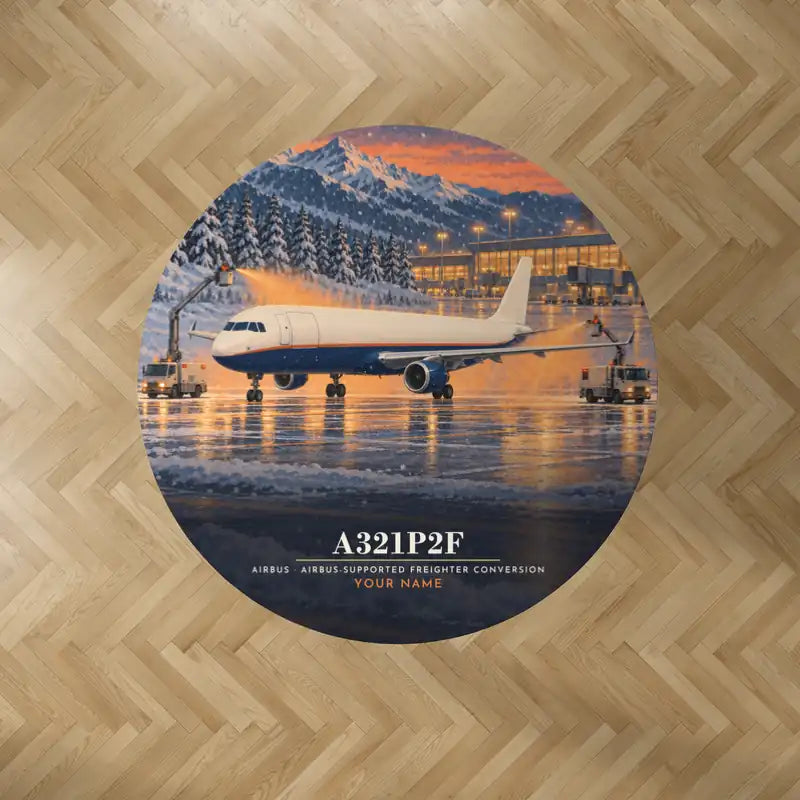 Airbus A321P2F - 3D + Name - Round Carpet - Full Print