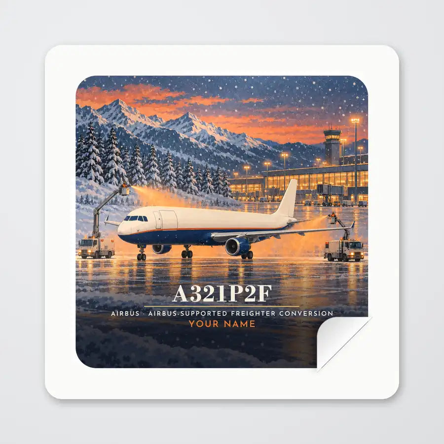 Airbus A321P2F - 3D + Name - Square Sticker - Peel