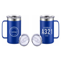 Thumbnail for Airbus A321P2F - Beverage Mug - Tag + Name - Blue