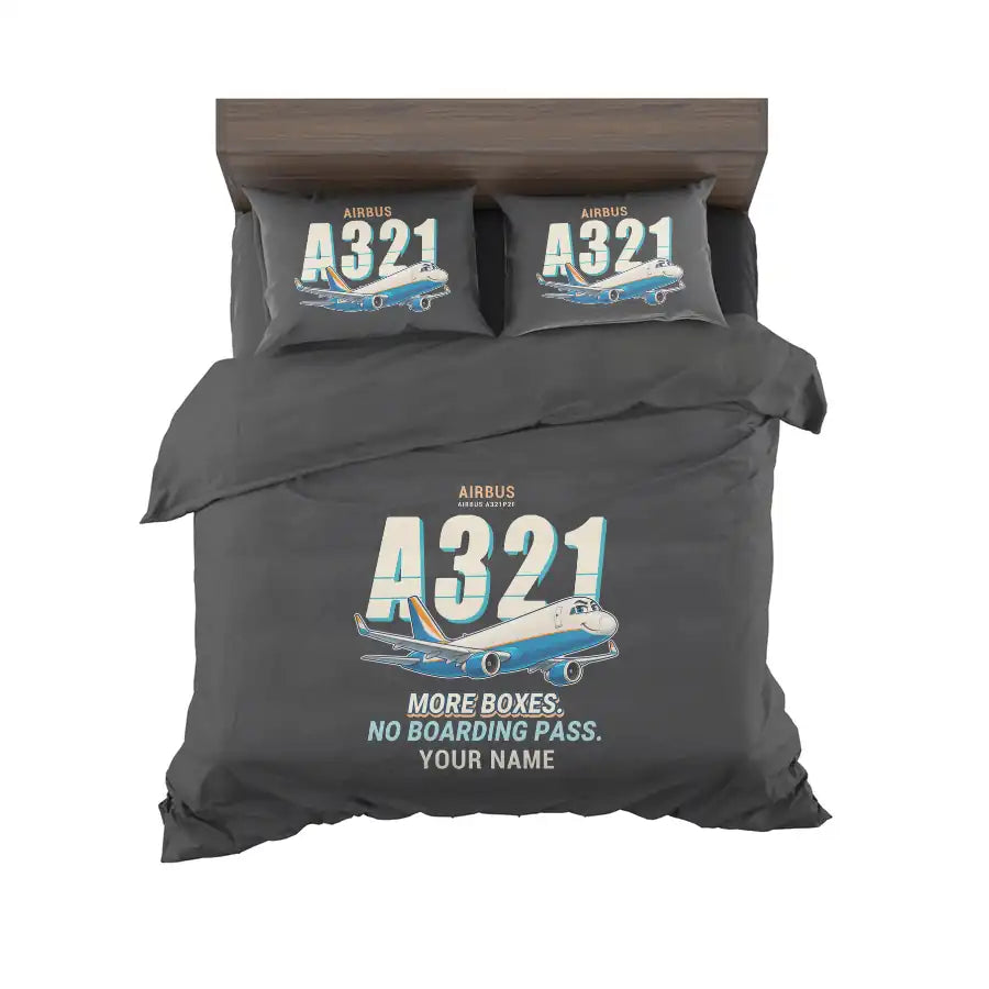 Airbus A321P2F - Cartoon + Name - Bedding Set - Black