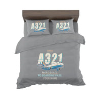 Thumbnail for Airbus A321P2F - Cartoon + Name - Bedding Set - Gray