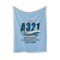 Thumbnail for Airbus A321P2F - Cartoon + Name - Blanket - Light Blue