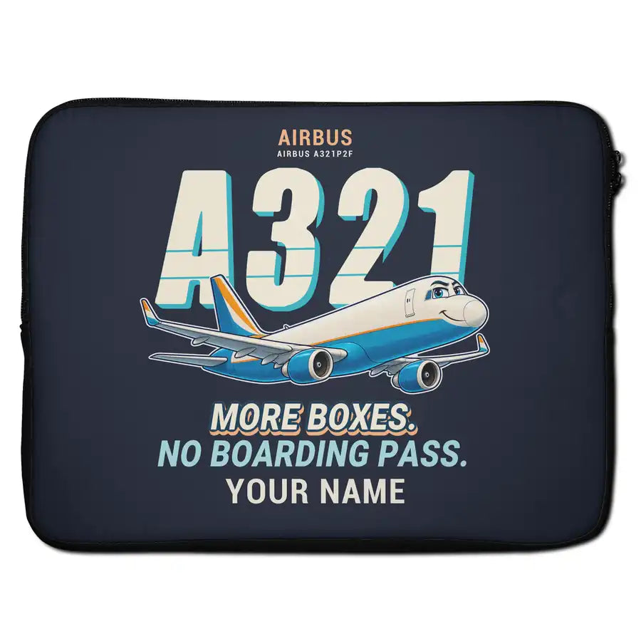 Airbus A321P2F - Cartoon + Name - Laptop Sleeve