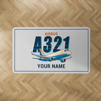 Thumbnail for Airbus A321P2F - Cartoon + Name - Rectangle Carpet - Light Gray