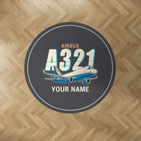 Thumbnail for Airbus A321P2F - Cartoon + Name - Round Carpet - Dark Gray