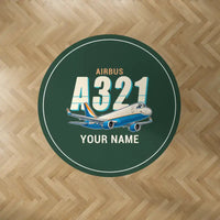 Thumbnail for Airbus A321P2F - Cartoon + Name - Round Carpet - Dark Green