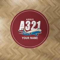 Thumbnail for Airbus A321P2F - Cartoon + Name - Round Carpet - Dark Red