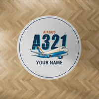 Thumbnail for Airbus A321P2F - Cartoon + Name - Round Carpet - Light Gray