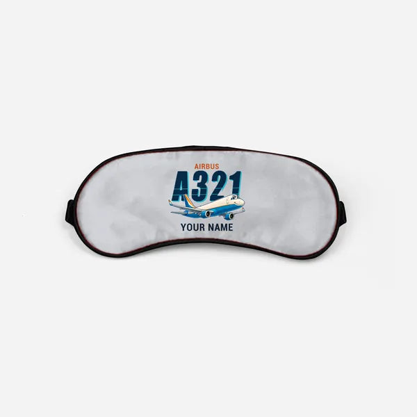 Airbus A321P2F - Cartoon + Name - Sleep Mask - Light Gray