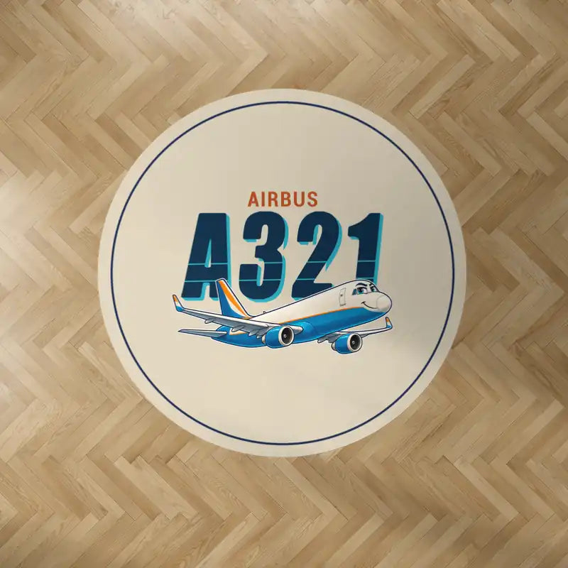 Airbus A321P2F - Cartoon - Round Carpet - Beige