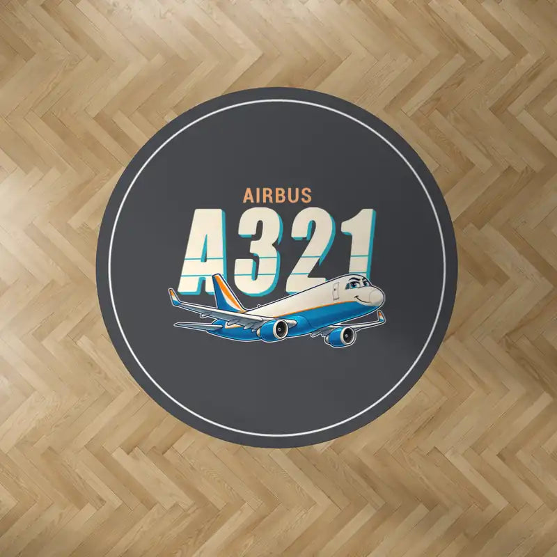 Airbus A321P2F - Cartoon - Round Carpet - Dark Gray