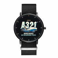 Thumbnail for Airbus A321P2F - Cartoon - Slim Leather - Black and Black Nylon Strap