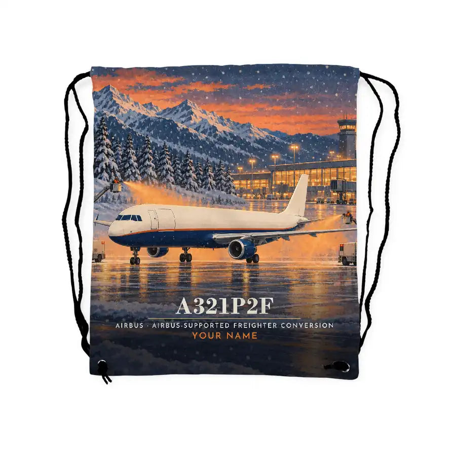 Airbus A321P2F - Drawstring Bag - 3D Scene + Name