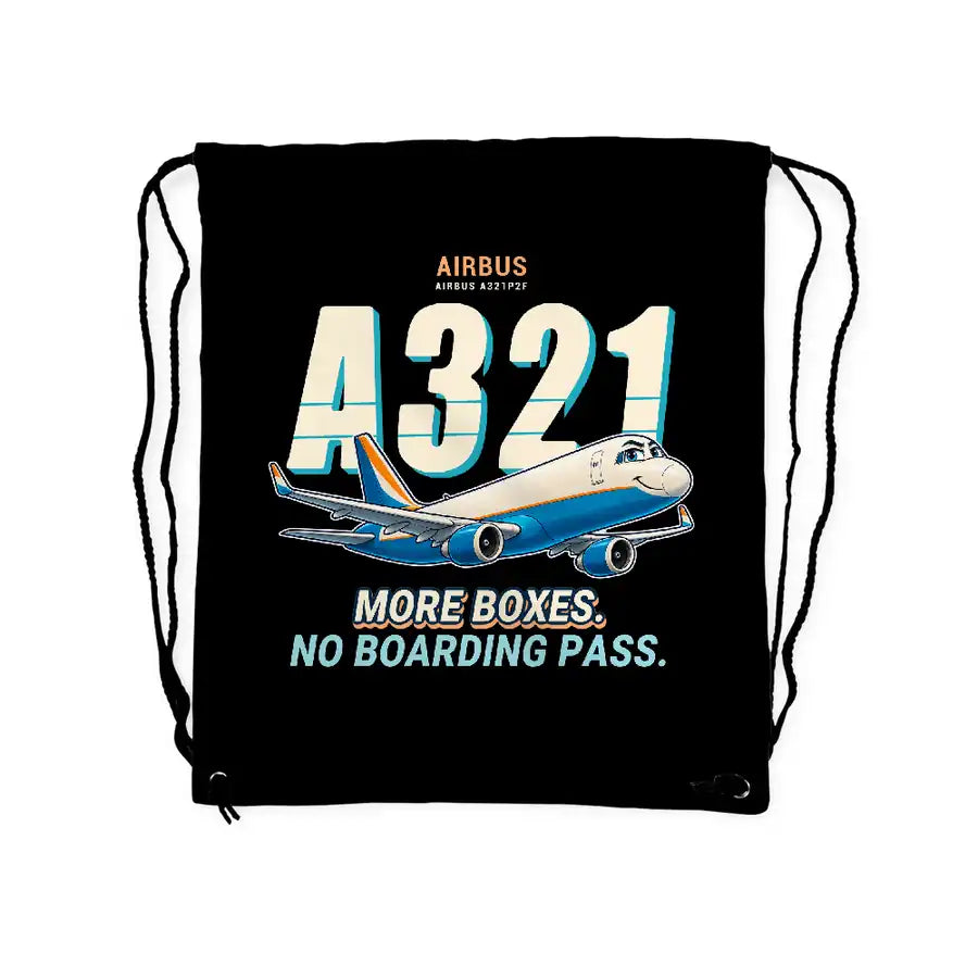 Airbus A321P2F - Drawstring Bag - Cartoon - Black