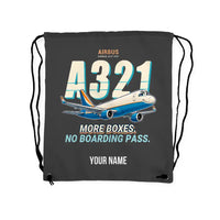 Thumbnail for Airbus A321P2F - Drawstring Bag - Cartoon + Name - Gray
