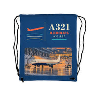 Thumbnail for Airbus A321P2F - Drawstring Bag - Classic - Blue