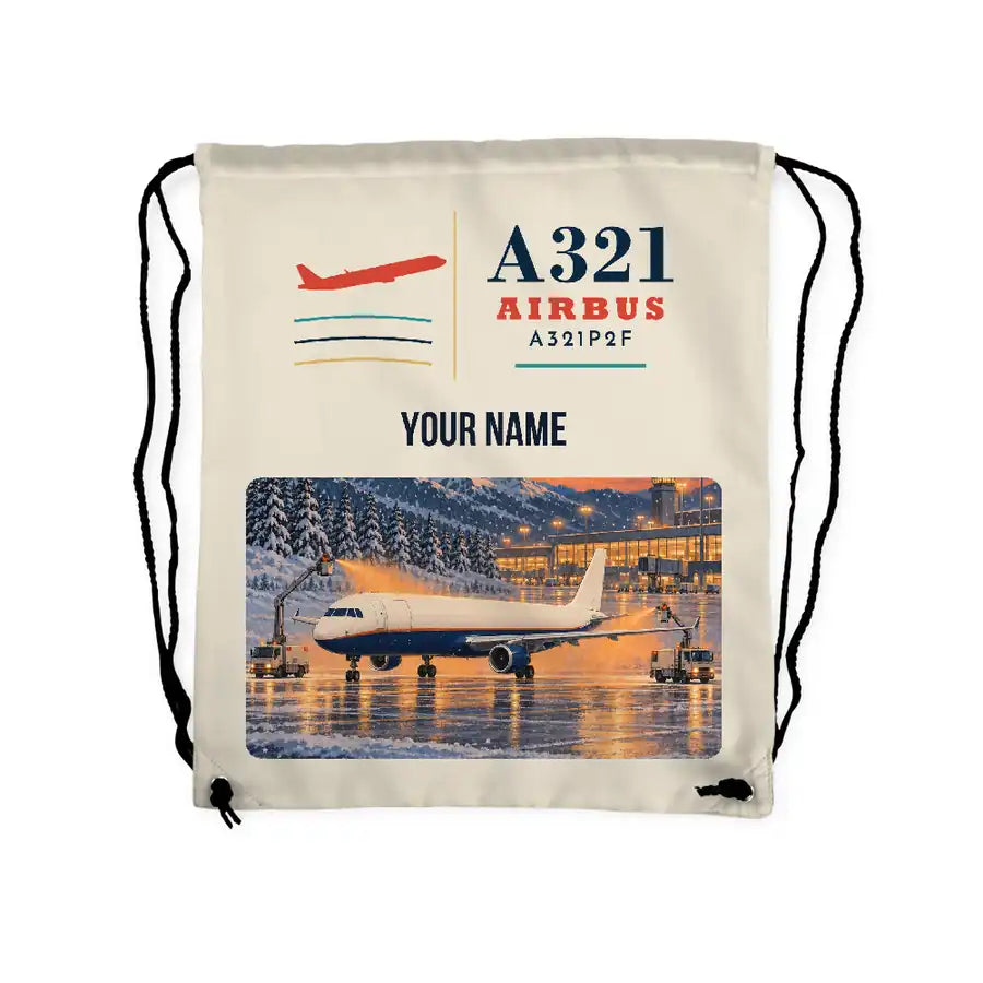 Airbus A321P2F - Drawstring Bag - Classic + Name - Beige
