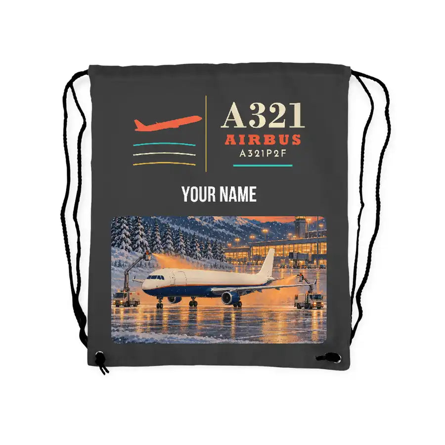 Airbus A321P2F - Drawstring Bag - Classic + Name - Gray