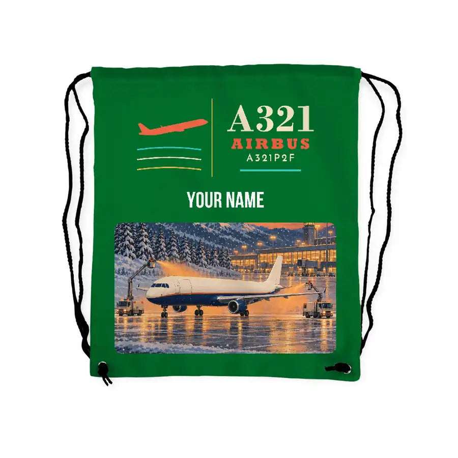 Airbus A321P2F - Drawstring Bag - Classic + Name - Green