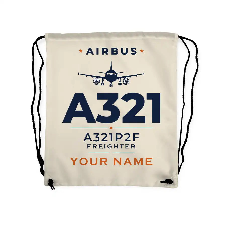 Airbus A321P2F - Drawstring Bag - Heritage + Name - Beige