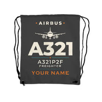 Thumbnail for Airbus A321P2F - Drawstring Bag - Heritage + Name - Gray
