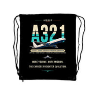 Thumbnail for Airbus A321P2F - Drawstring Bag - Original - Black