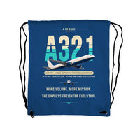 Thumbnail for Airbus A321P2F - Drawstring Bag - Original - Blue