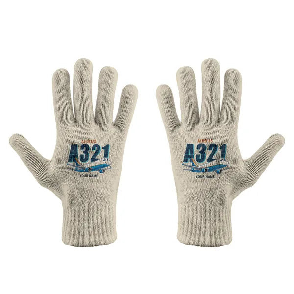 Airbus A321P2F - Gloves - Full - Cartoon + Name - Beige