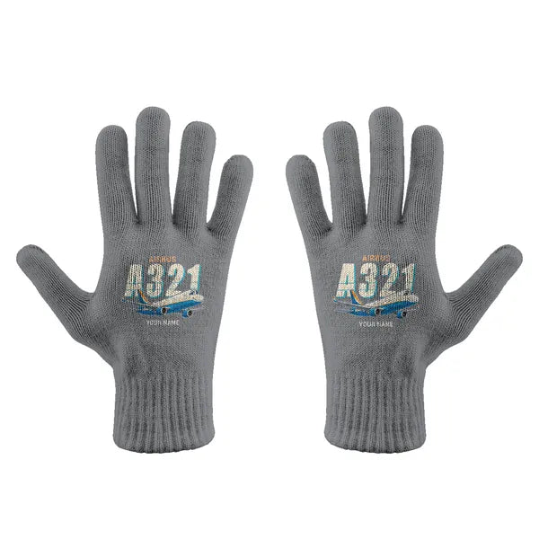 Airbus A321P2F - Gloves - Full - Cartoon + Name - Gray