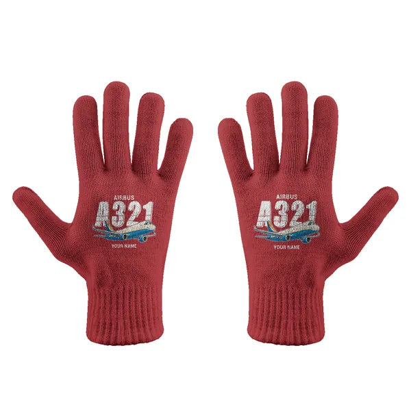 Airbus A321P2F - Gloves - Full - Cartoon + Name - Red