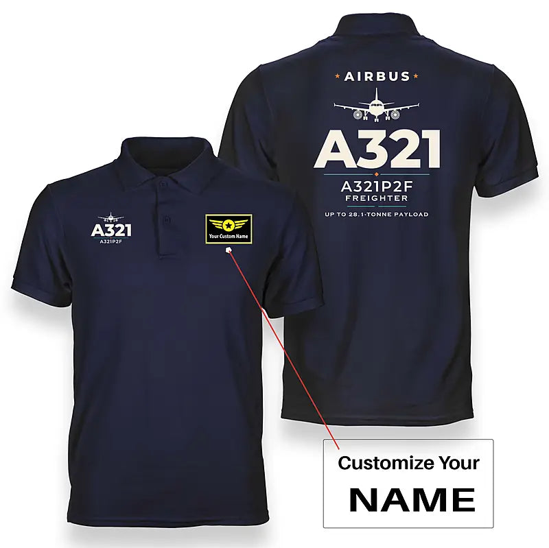 Airbus A321P2F - Heritage - Double-Side Polo - Navy Blue + Name