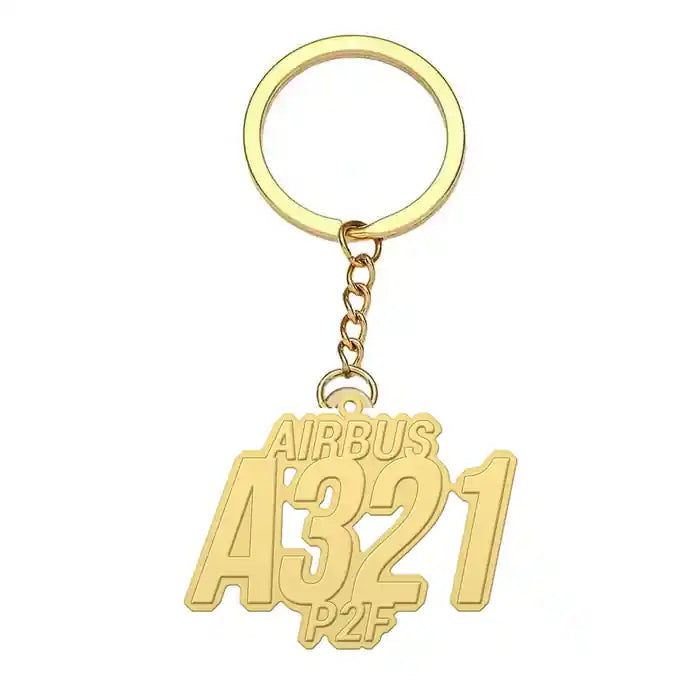 Airbus A321P2F - Hollow Key Chain - Tag - Gold