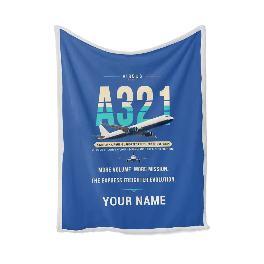 Airbus A321P2F - Original + Name - Blanket - Blue