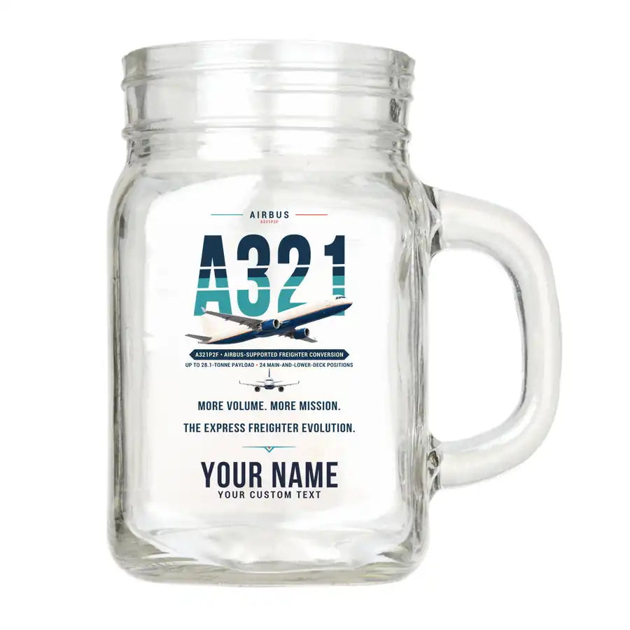 Airbus A321P2F - Original + Name - Cocktail Glass (Mason Jar)