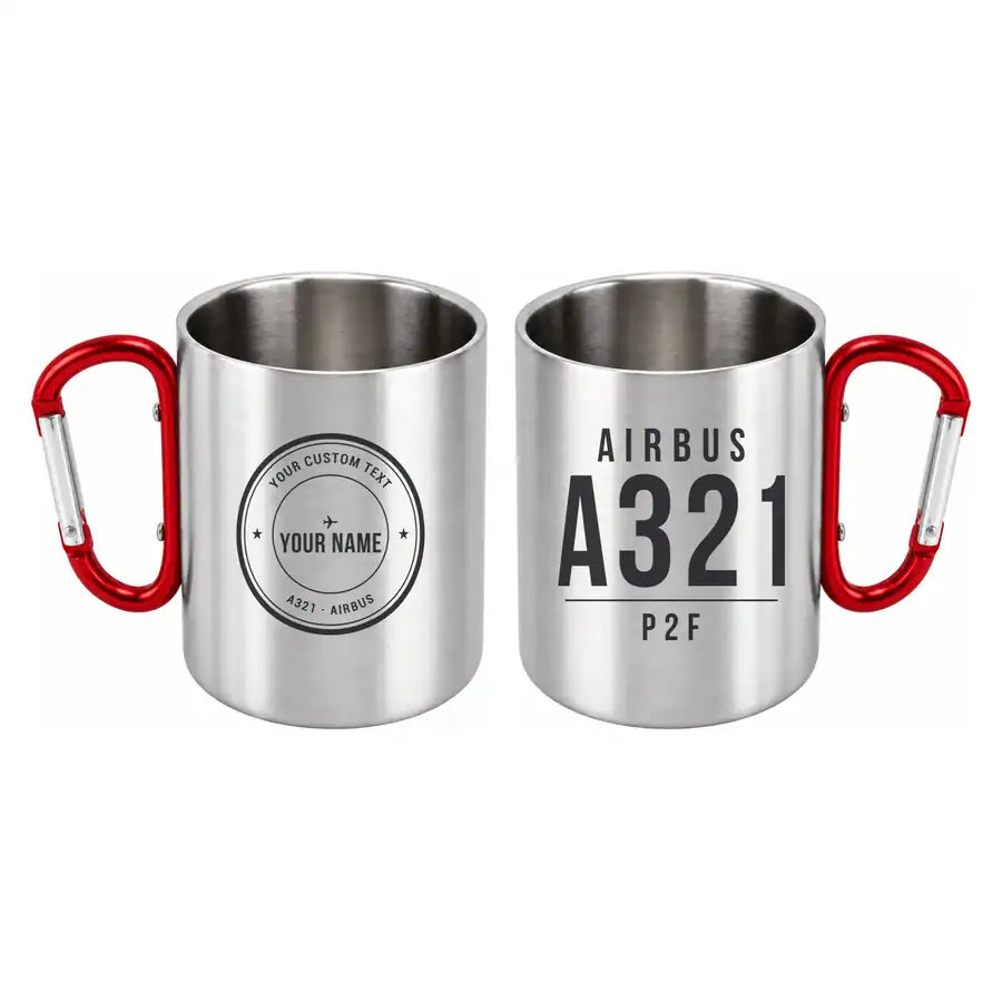 Airbus A321P2F - Outdoors Mug - Tag + Name - Red
