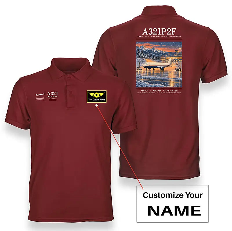 Airbus A321P2F - Poster - Double-Side Polo - Red + Name
