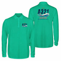 Thumbnail for Airbus A321P2F Premium Polo T-Shirts - Cartoon - Long Sleeve - Green