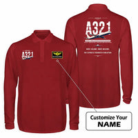 Thumbnail for Airbus A321P2F Premium Polo T-Shirts - Original + Name - Long Sleeve - Dark Red