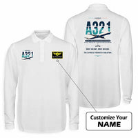 Thumbnail for Airbus A321P2F Premium Polo T-Shirts - Original + Name - Long Sleeve - White