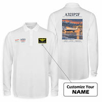 Thumbnail for Airbus A321P2F Premium Polo T-Shirts - Poster + Name - Long Sleeve - White