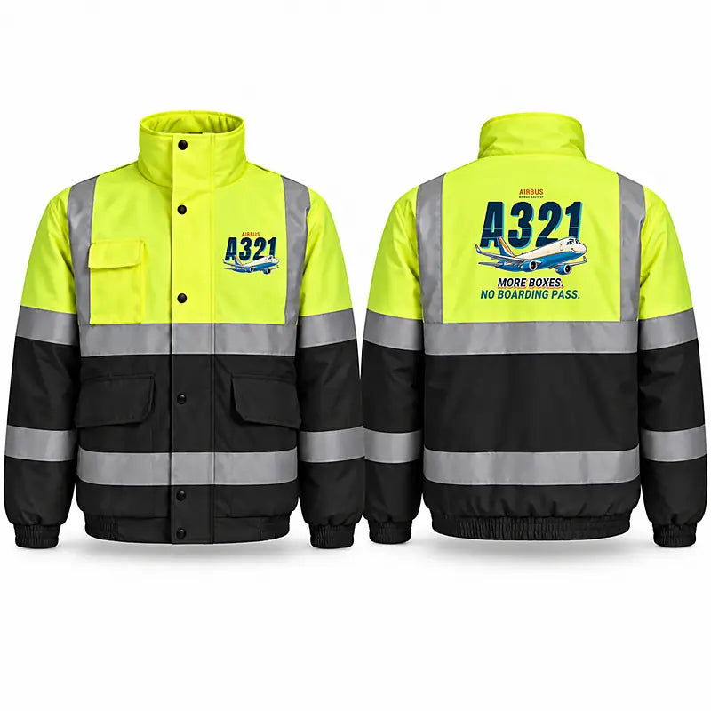 Airbus A321P2F Reflective Winter Jackets - Cartoon - Fluorescent Yellow & Navy