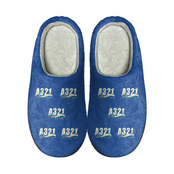 Airbus A321P2F - Slippers - Cotton - Cartoon Pattern - Blue