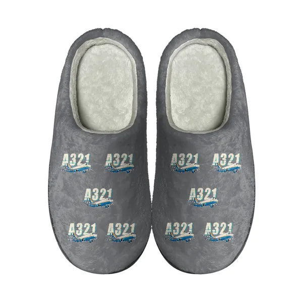Airbus A321P2F - Slippers - Cotton - Cartoon Pattern - Gray