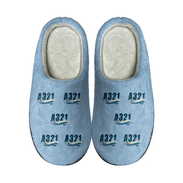 Airbus A321P2F - Slippers - Cotton - Cartoon Pattern - Light Blue