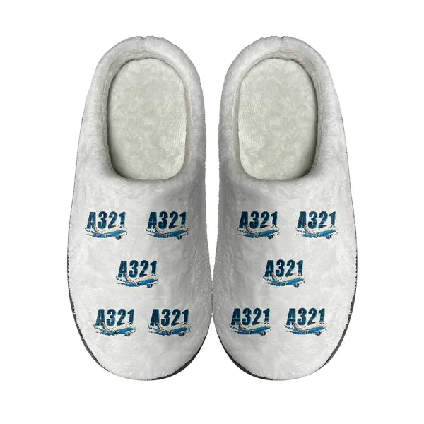 Airbus A321P2F - Slippers - Cotton - Cartoon Pattern - White