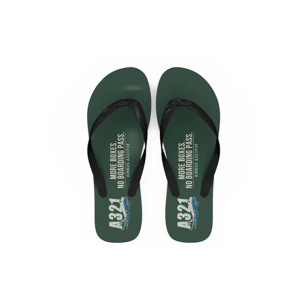 Airbus A321P2F - Slippers - Flip Flops - Cartoon - Dark Green