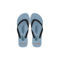 Thumbnail for Airbus A321P2F - Slippers - Flip Flops - Cartoon + Name - Light Blue